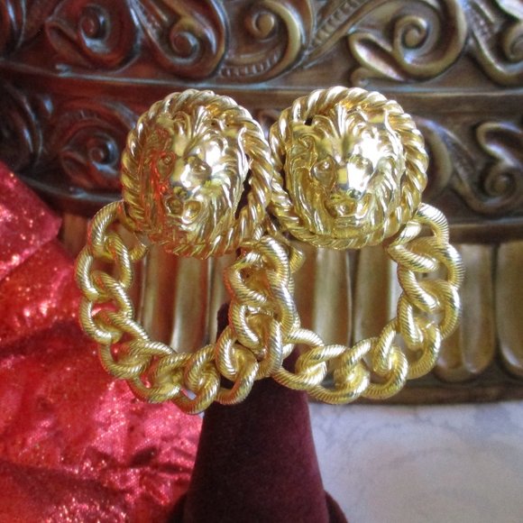 Jewelry - GOLD TIGER VINTAGE PIERCED EARRINGS